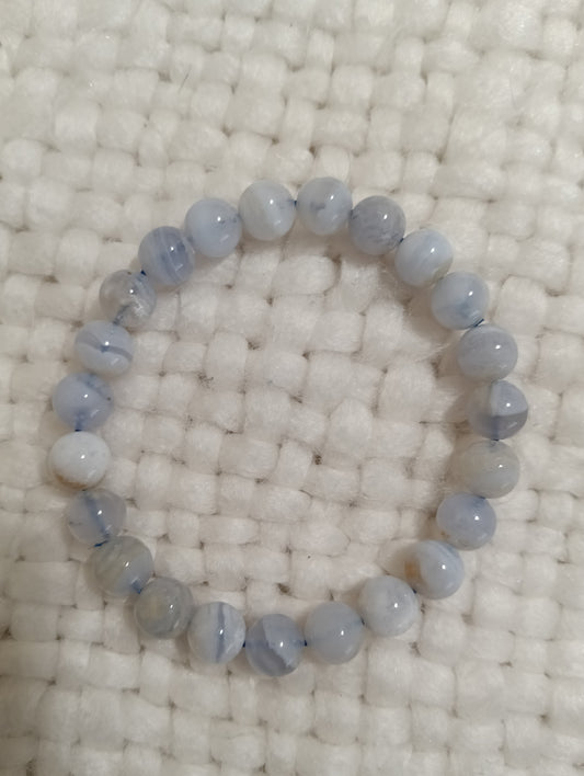 Blue lace 8mm round bead bracelet