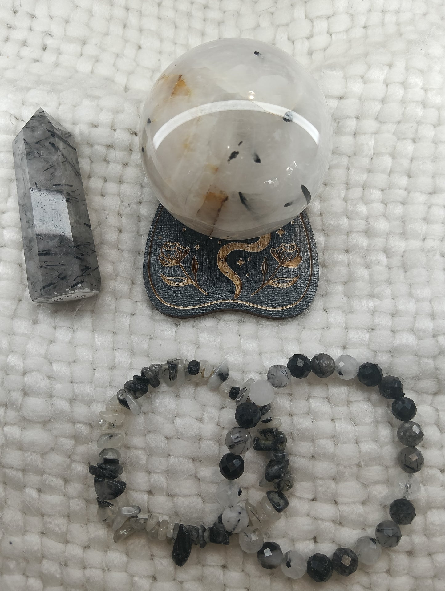 Clear quartz and black tourmaline bundle